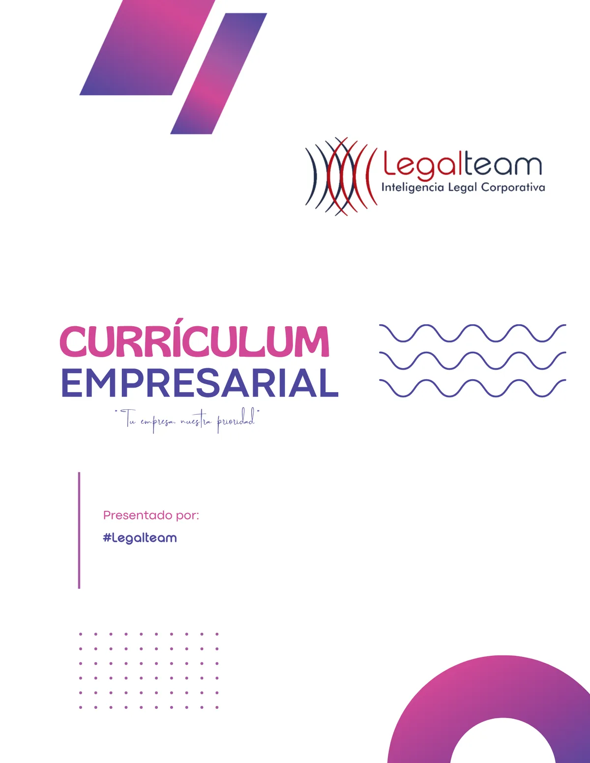 Currículum empresarial #Legalteam 2026, página 1 de 11: Portada